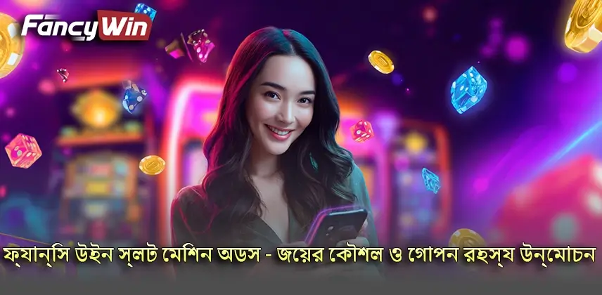 Slot machine odds, RTP ও variance বোঝানোর শিক্ষামূলক infographic scene